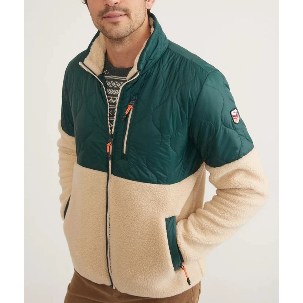 Marine Layer Archive Bariloche Sherpa Jacket Medium Green Tan Full Zip Rare NWOT - Picture 7 of 12